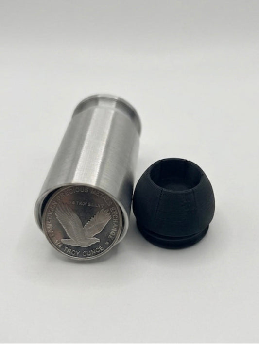 SILVER AND BLACK 9mm HOLLOW POINT BULLET COIN HOLDER FOR 1/4oz ROUNDS/COINS!