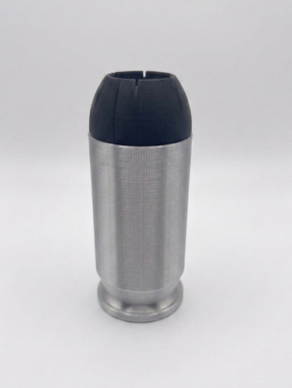 SILVER AND BLACK .45ACP HOLLOW POINT BULLET COIN HOLDER FOR 1/2oz ROUNDS/COINS!