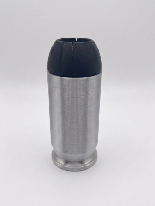 SILVER AND BLACK .45ACP HOLLOW POINT BULLET COIN HOLDER FOR 1/2oz ROUNDS/COINS!