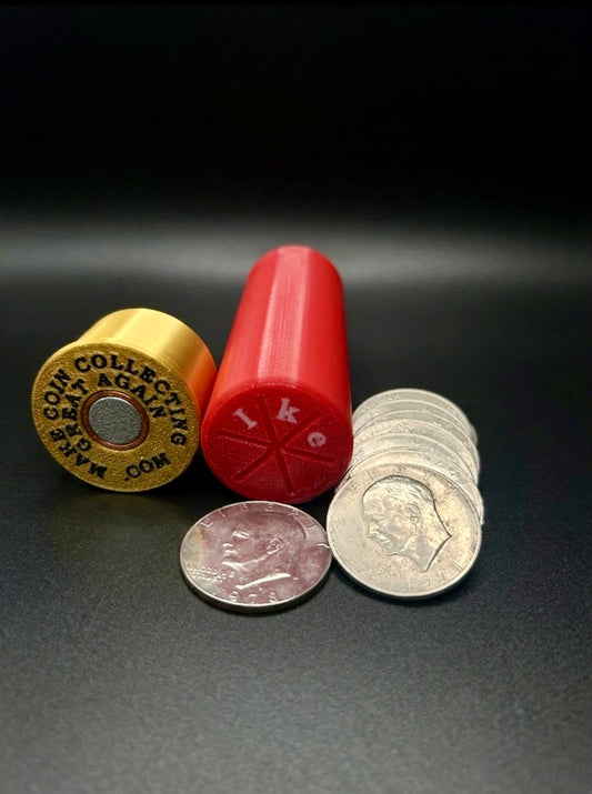 IKE DOLLAR SHOTGUN SHELL COIN HOLDER! RED AND GOLD COLOR SCHEME.