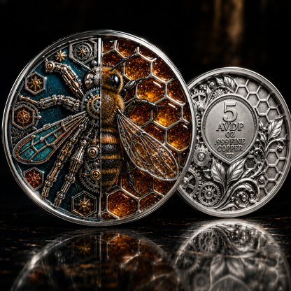 2026 The Alchemist Bee Colorized Antique 5 AVDP oz .999 Fine Copper Art Round