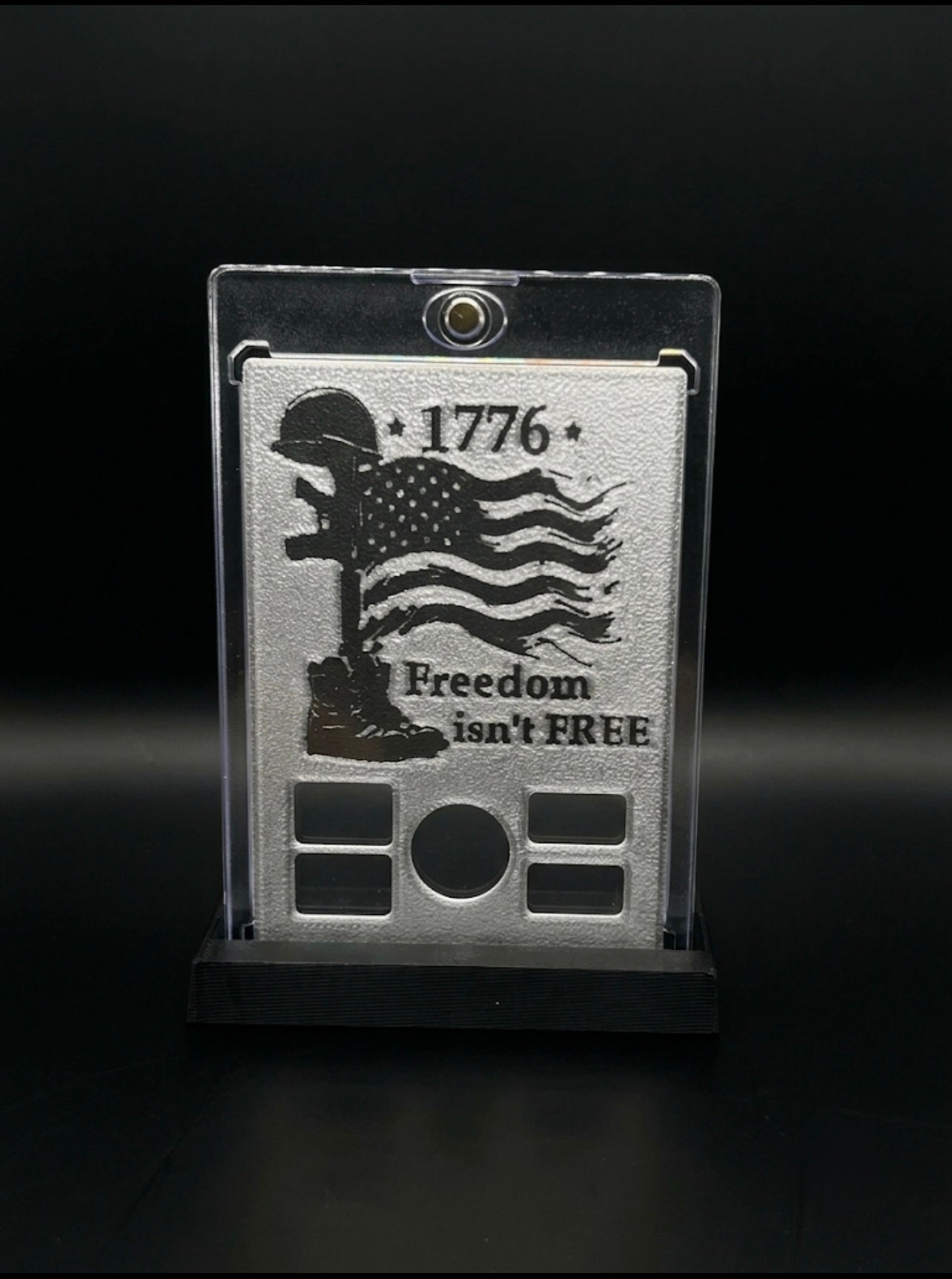 FREE STANDING DESKTOP 1776 FREEDOM ISN’T FREE GRAM HOLDER AND DISPLAY!
