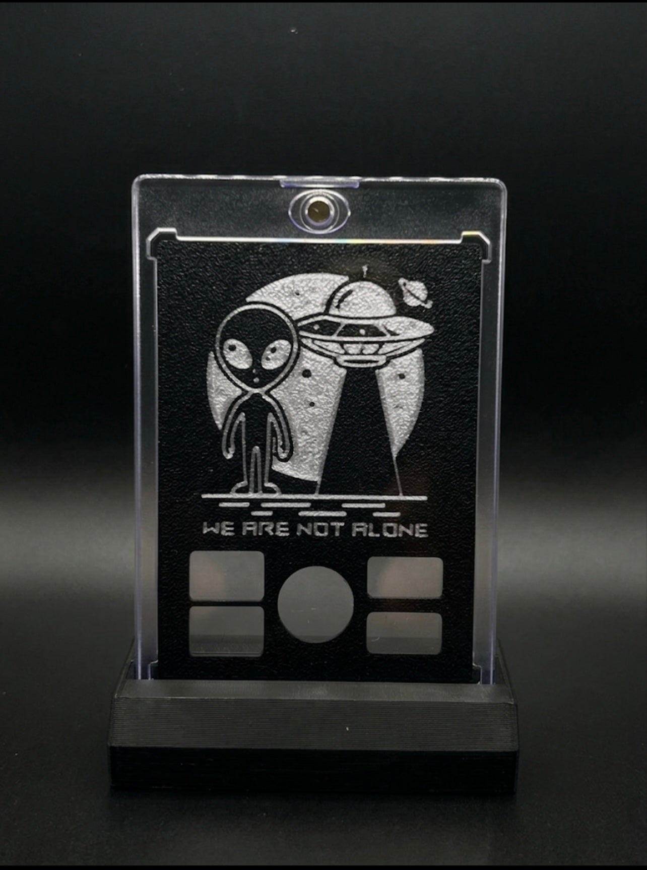 FREE STANDING DESKTOP UFO WE ARE NOT ALONE GRAM HOLDER AND DISPLAY!