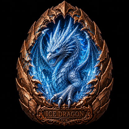 2026 Ice Dragon Colorized Antique 5oz .999 Copper Shaped Medal