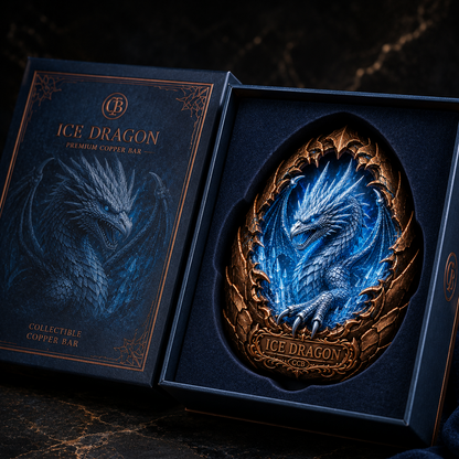 2026 Ice Dragon Colorized Antique 5oz .999 Copper Shaped Medal