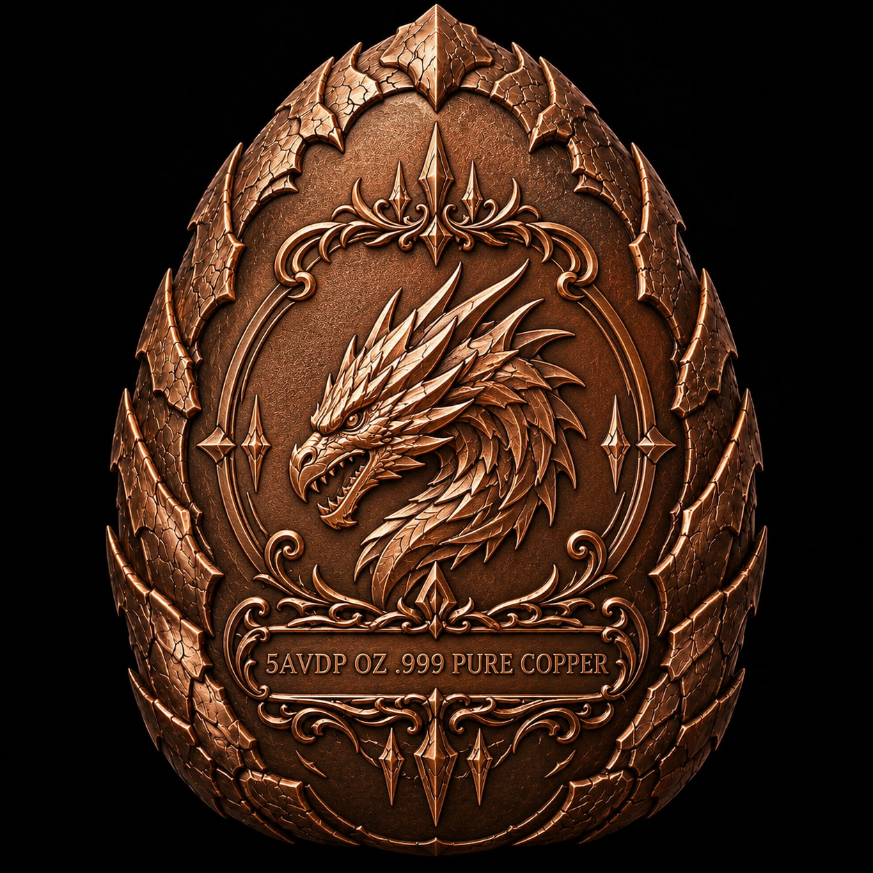 2026 Ice Dragon Colorized Antique 5oz .999 Copper Shaped Medal