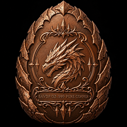 2026 Ice Dragon Colorized Antique 5oz .999 Copper Shaped Medal