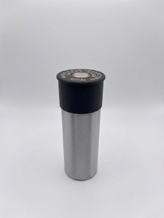 MEDIUM SHOTGUN SHELL COIN HOLDER FOR 1 oz RAW COINS/ROUNDS! SILVER AND BLACK COLOR SCHEME.