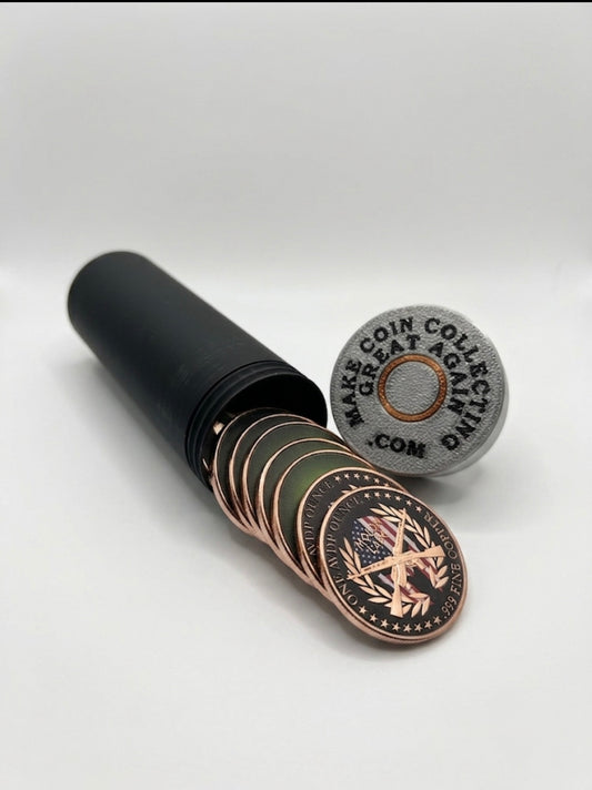 MEDIUM BLACK AND SILVER SHOTGUN SHELL COIN HOLDER FOR 1 oz RAW COINS/ROUNDS!