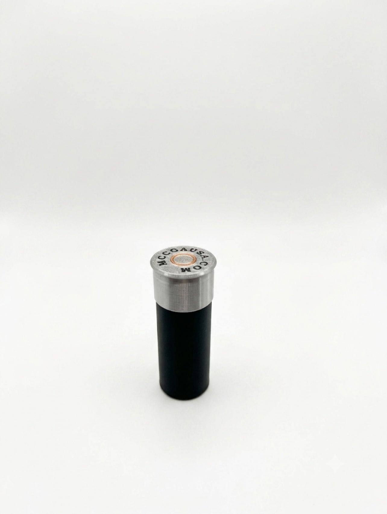SMALL BLACK AND SILVER SHOTGUN SHELL COIN HOLDER FOR QUARTERS!