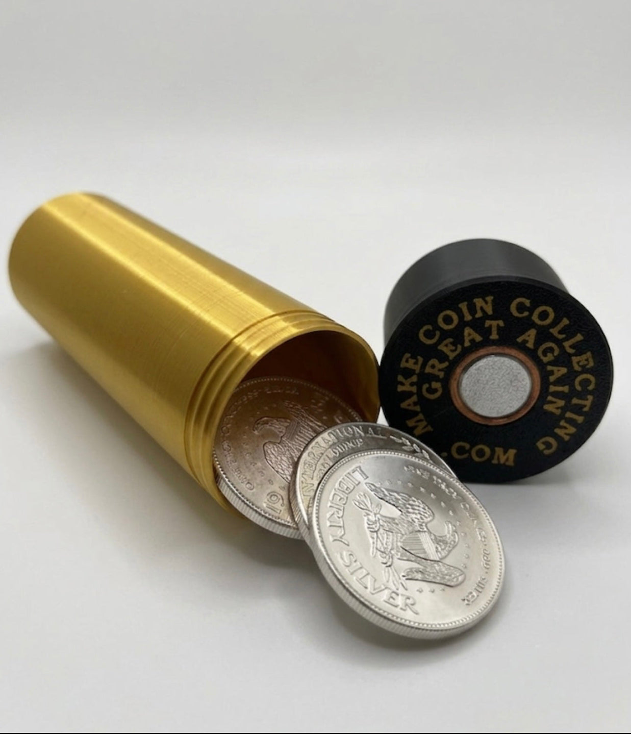 MEDIUM SHOTGUN SHELL COIN HOLDER FOR 1 oz RAW COINS/ROUNDS! GOLD AND BLACK COLOR SCHEME. (Copy)