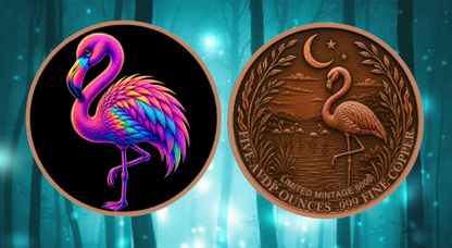 Mystic Night Neon Flamingo Colorized 5 oz Copper Round (06/01)