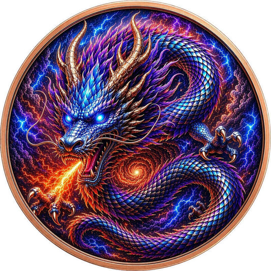 Dragon of the Cosmic Storm Colorized 5 oz Copper Round (06/02)