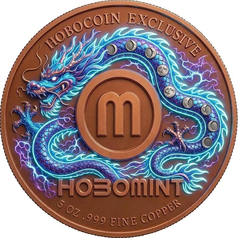 Dragon of the Cosmic Storm Colorized 5 oz Copper Round