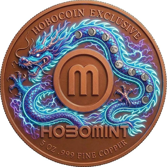 Dragon of the Cosmic Storm Colorized 5 oz Copper Round (06/02)