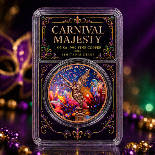 2026 Mexico Libertad Tribute: Carnival Majesty – 1 Onza .999 Fine Copper Coin (Limited Release)