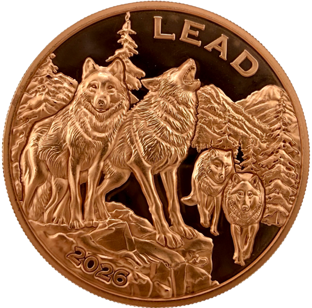 In Stock! 2026 Cameroon Wildlife Values Wolf Lead 5 oz Copper Coin (06/01)