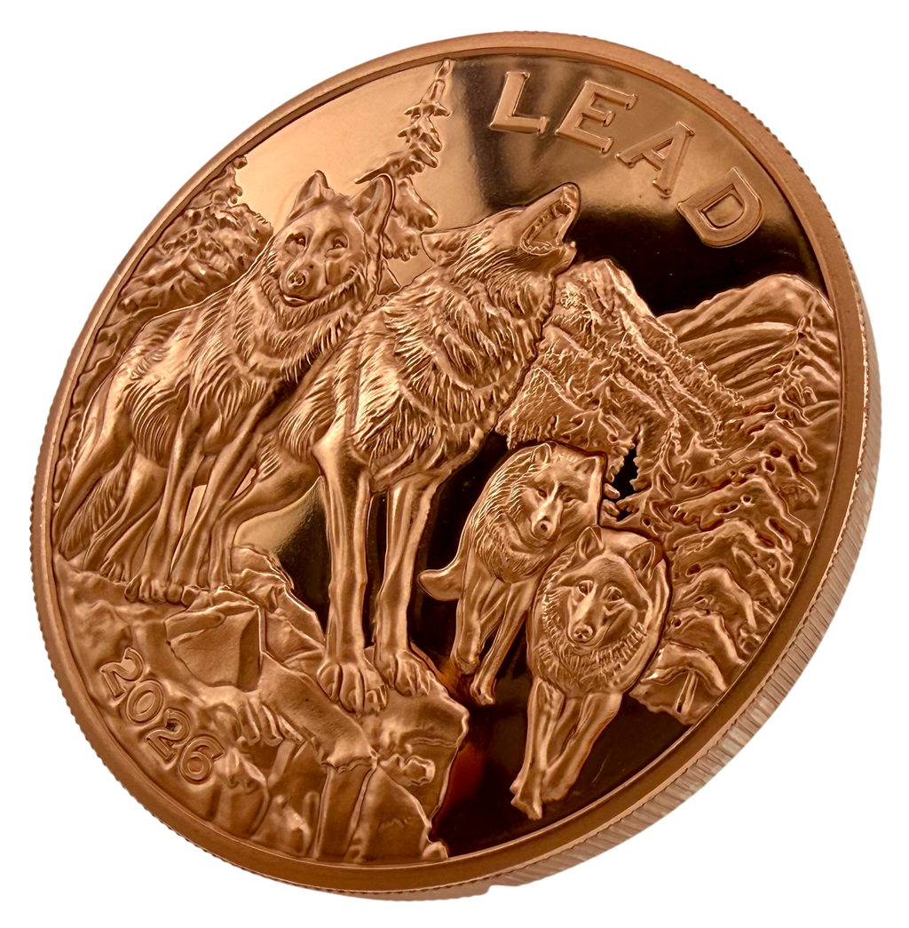 In Stock! 2026 Cameroon Wildlife Values Wolf Lead 5 oz Copper Coin (06/01)
