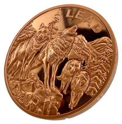 In Stock! 2026 Cameroon Wildlife Values Wolf Lead 5 oz Copper Coin (06/01)
