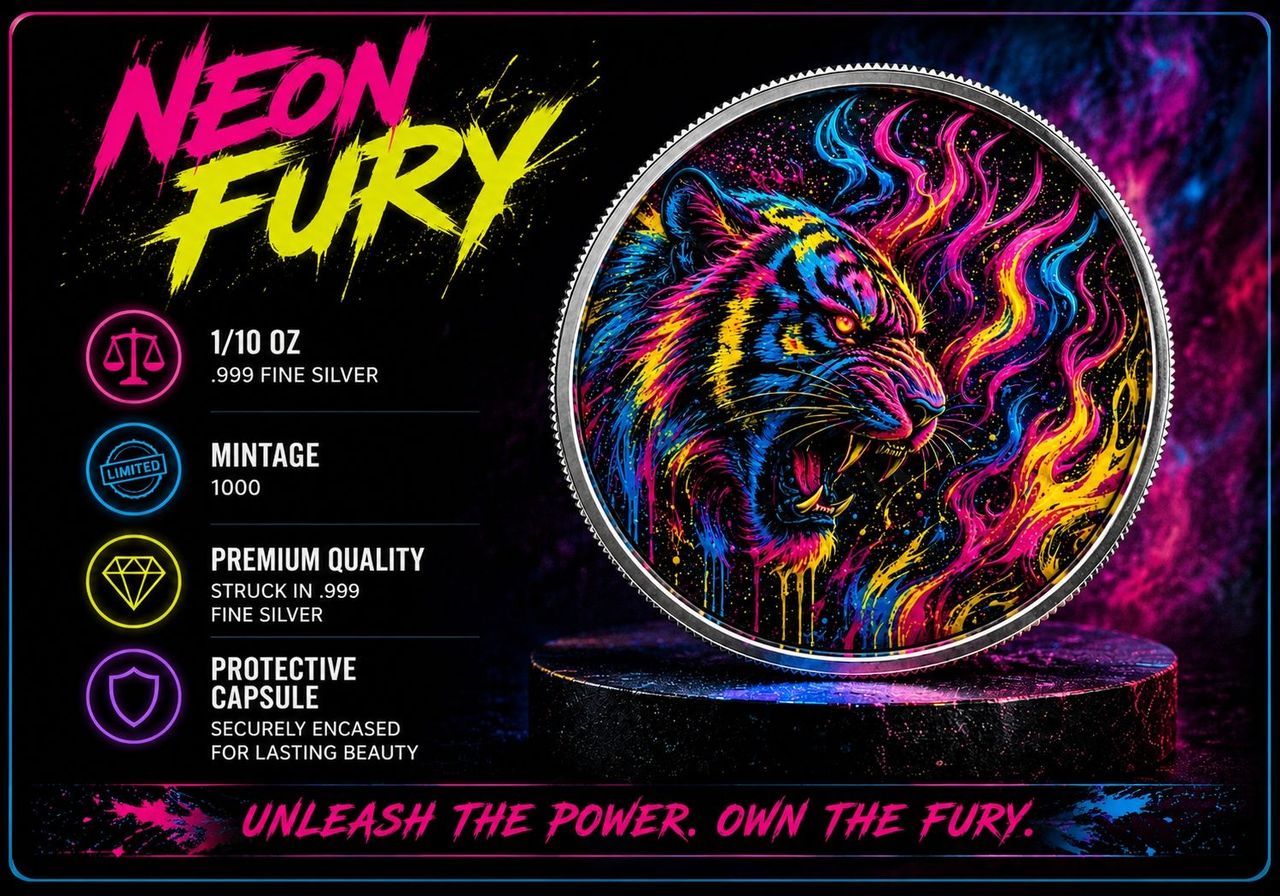 Neon Fury Colorized 1/10 oz Silver Round (06/01)