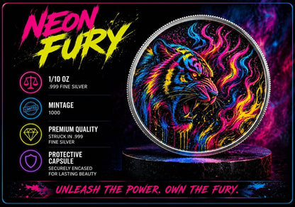 Neon Fury Colorized 1/10 oz Silver Round (06/01)