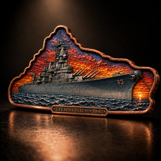 2026 USS Missouri BB-63 –Colorized 5 AVDP oz .999 Fine Copper Shaped Collectible Bar
