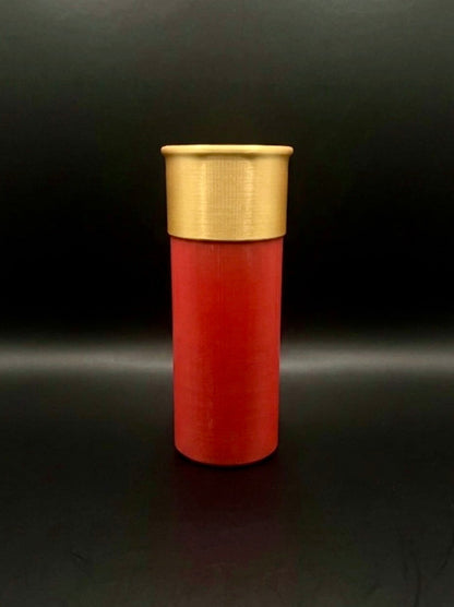 LARGE SHOTGUN SHELL COIN HOLDER FOR 1 oz COINS/ROUNDS IN AIR-TIGHT CAPSULES! RED AND GOLD COLOR SCHEME.