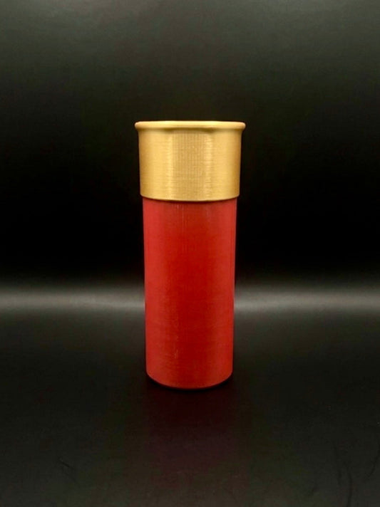 LARGE SHOTGUN SHELL COIN HOLDER FOR 1 oz COINS/ROUNDS IN AIR-TIGHT CAPSULES! RED AND GOLD COLOR SCHEME.