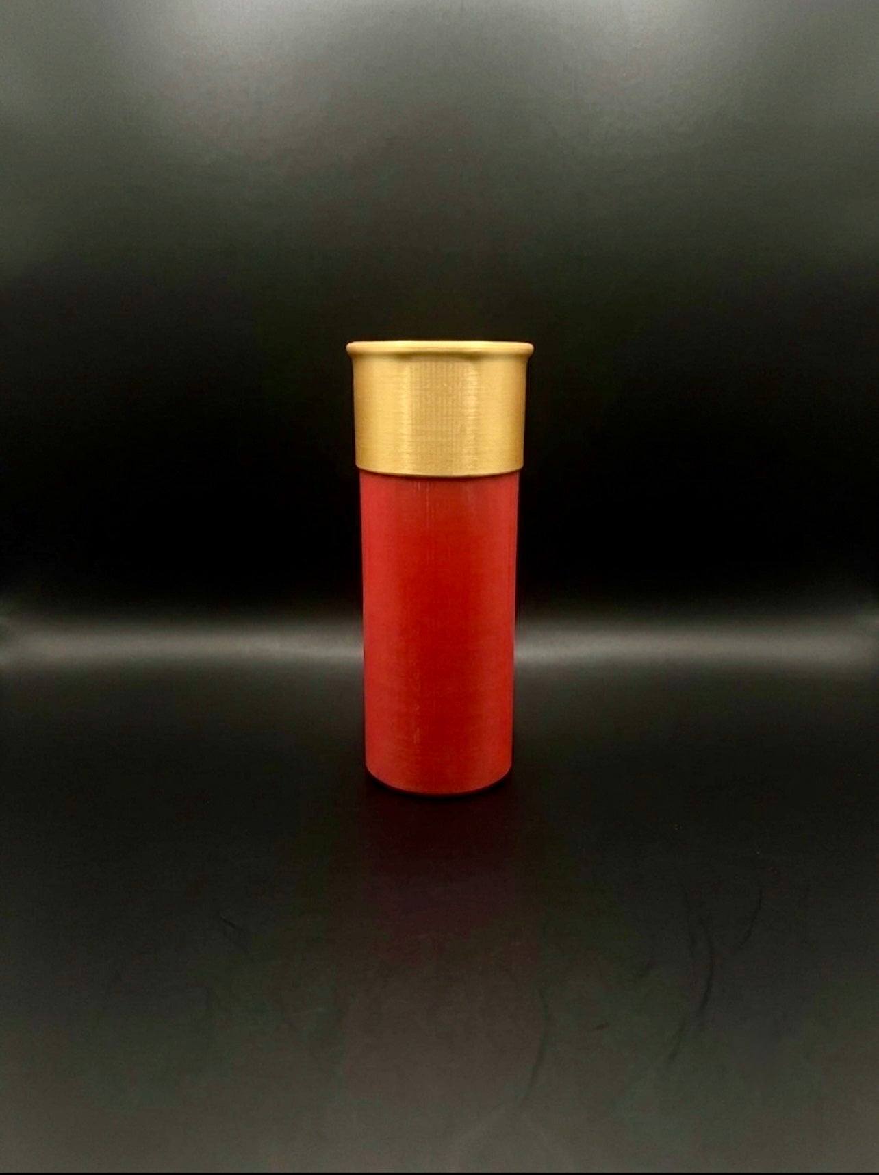 SMALL SHOTGUN SHELL COIN HOLDER FOR QUARTERS! RED AND GOLD COLOR SCHEME. (Copy)