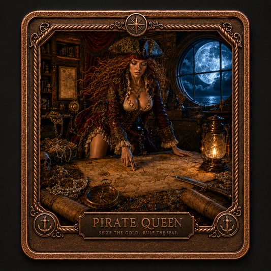 2026 Pirate Queen: Captain’s Log Antique and Colorized 5oz .999vCopper Art Bar
