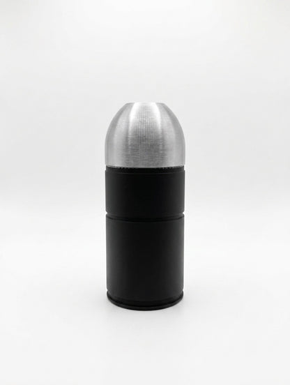 40mm GRENADE COIN HOLDER FOR 1 oz RAW COINS/ROUNDS! BLACK AND SILVER COLOR SCHEME.