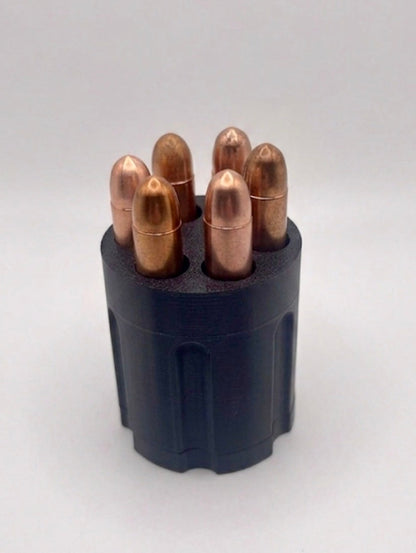 BLACK REVOLVER FOR 1 oz COPPER or SILVER BULLETS AND IT SPINS!