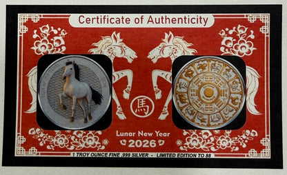 2026 Lunar Year of the Horse Colorized 1 oz Silver Round (12/11)