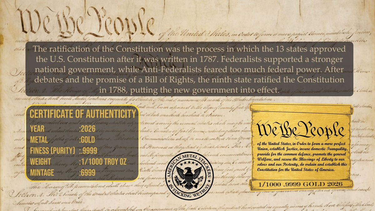 In Stock! We The People Shaped 1/1000 oz Gold Medal in Card