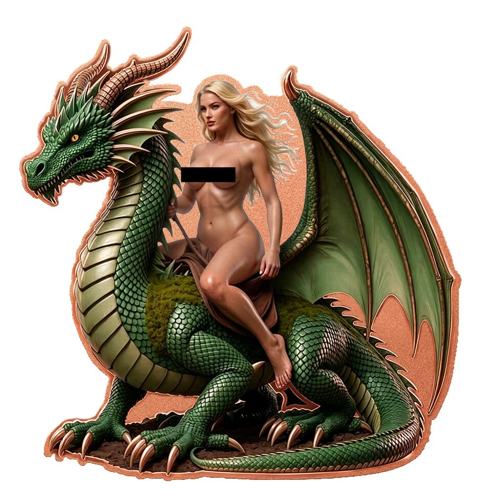 Goddess of the Emerald Dragon Shaped Colorized 5 oz Copper Medal (06/04)