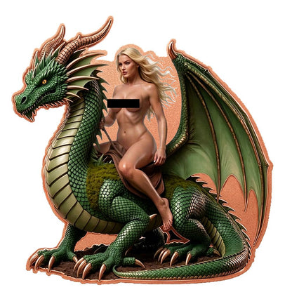 Goddess of the Emerald Dragon Shaped Colorized 5 oz Copper Medal (06/04)