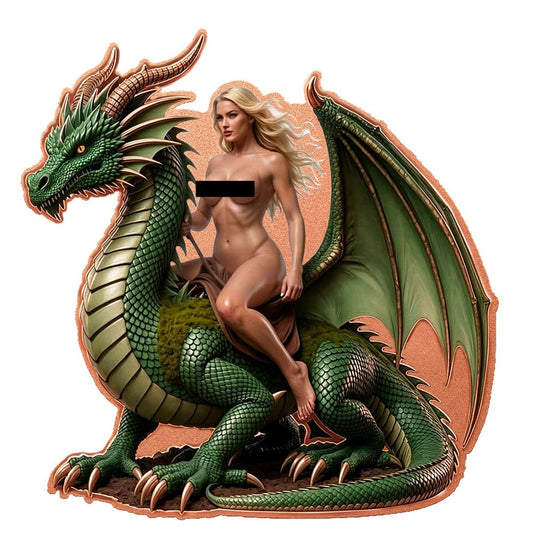 Goddess of the Emerald Dragon Shaped Colorized 5 oz Copper Medal (06/04)