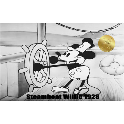2026 Steamboat Willie 1928 1/2000 oz Gold Round in Card (12/12)