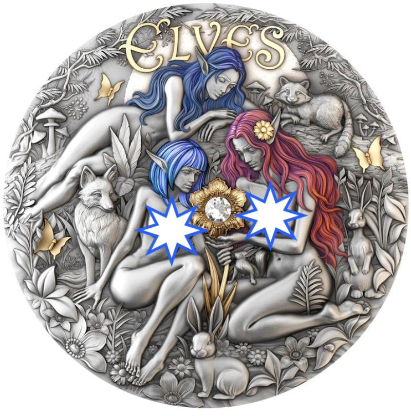 T&S 2026 Cameroon Elves w/Real Diamond 2 oz Silver Coin (06/12)