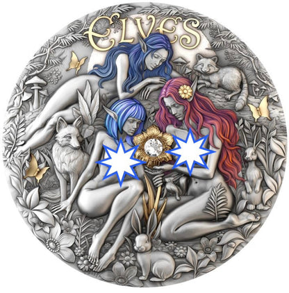 T&S 2026 Cameroon Elves w/Real Diamond 2 oz Silver Coin (06/12)