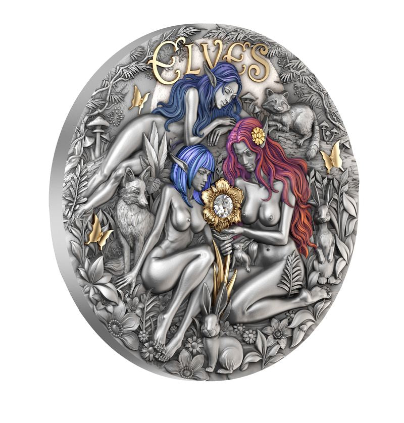 T&S 2026 Cameroon Elves w/Real Diamond 2 oz Silver Coin (06/12)