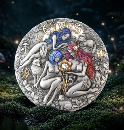T&S 2026 Cameroon Elves w/Real Diamond 2 oz Silver Coin (06/12)