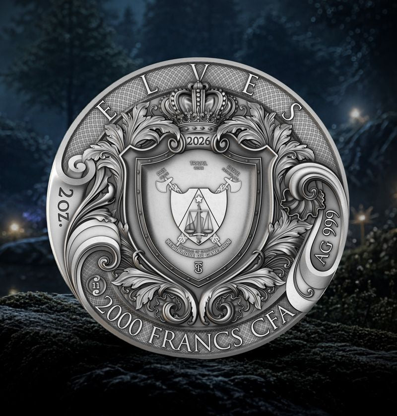 T&S 2026 Cameroon Elves w/Real Diamond 2 oz Silver Coin (06/12)
