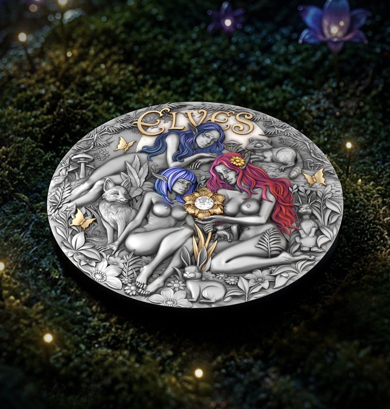 T&S 2026 Cameroon Elves w/Real Diamond 2 oz Silver Coin (06/12)