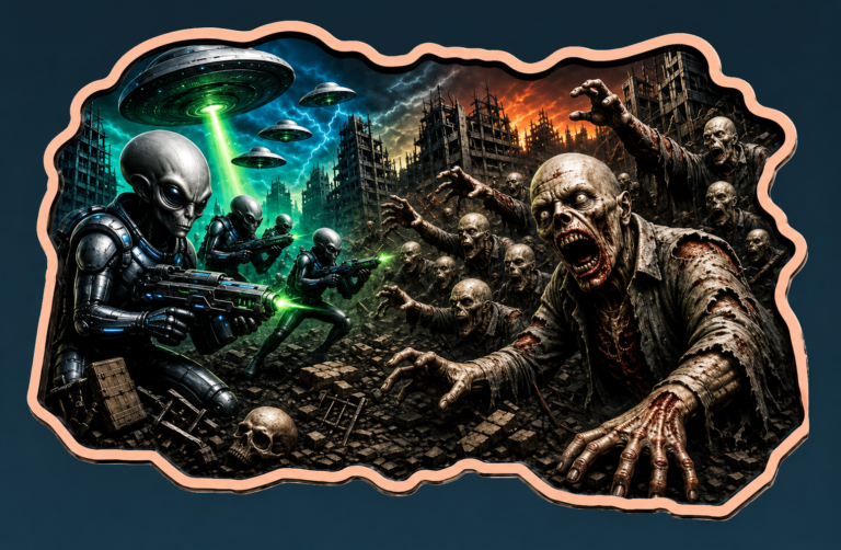 100 Gram Zombies vs Aliens Colorized Copper in Display Box (6/5)