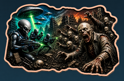 100 Gram Zombies vs Aliens Colorized Copper in Display Box (6/5)