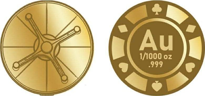 In Stock! Roulette 1/1000 oz Gold Round in Card (12/15)