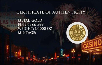 In Stock! Roulette 1/1000 oz Gold Round in Card (12/15)