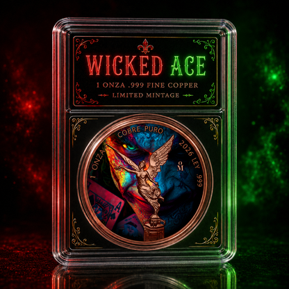 2026 Mexico Libertad Tribute Colorized Wicked Ace 1oz AVDP .999 Copper