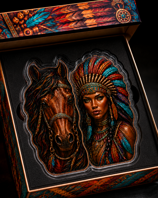 2026 SPIRIT OF THE PLAINS – 5 AVDP oz .999 Fine Copper Two-Piece Custom-Shaped Art Set
